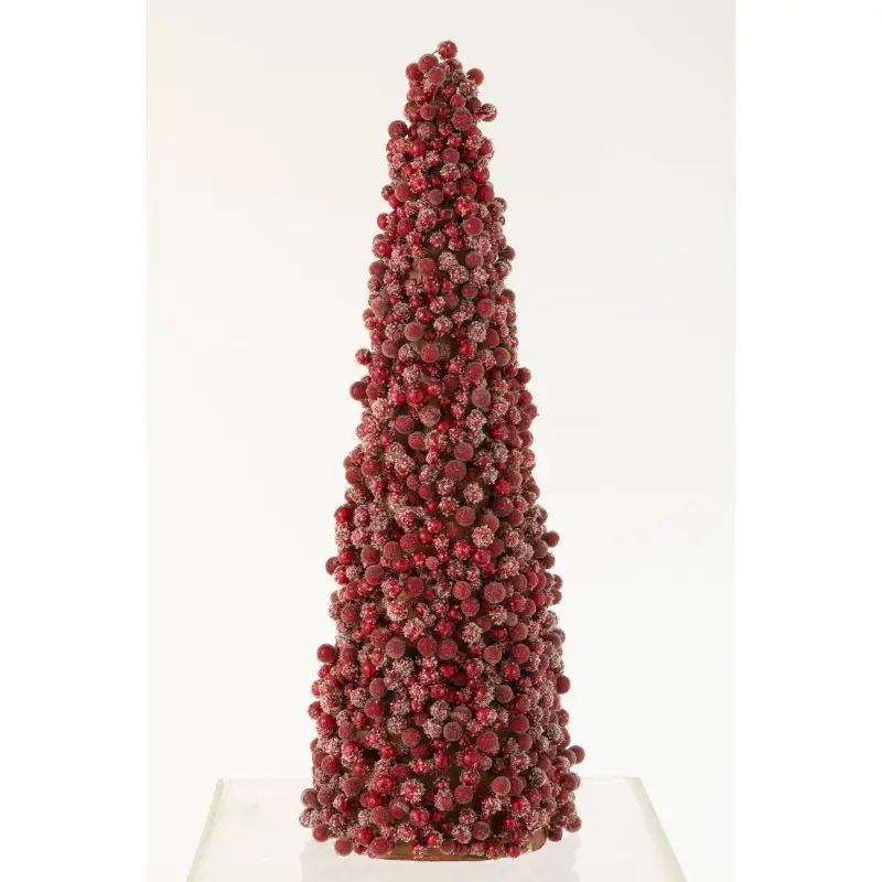 Cône de Noël de baies en résine rouge 19x19x61 cm – J-Line