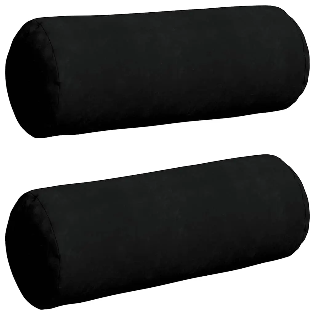 Coussins d’accent 2 pcs Noir Ø 25 x 70 cm Tissu en microfibre Maison Chic