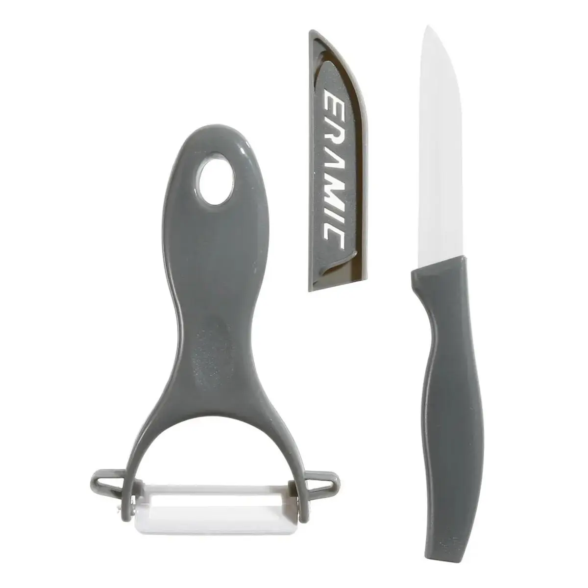 Couteau & Éplucheur Céramique «Zirco» 20cm Gris