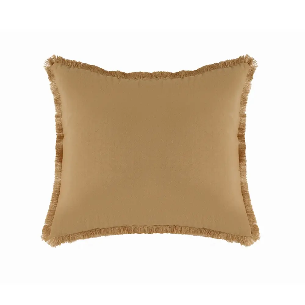 Coussin carré en coton et lin 45 x 45 cm – Pompon jaune moutarde et beige – DtopbuyAge