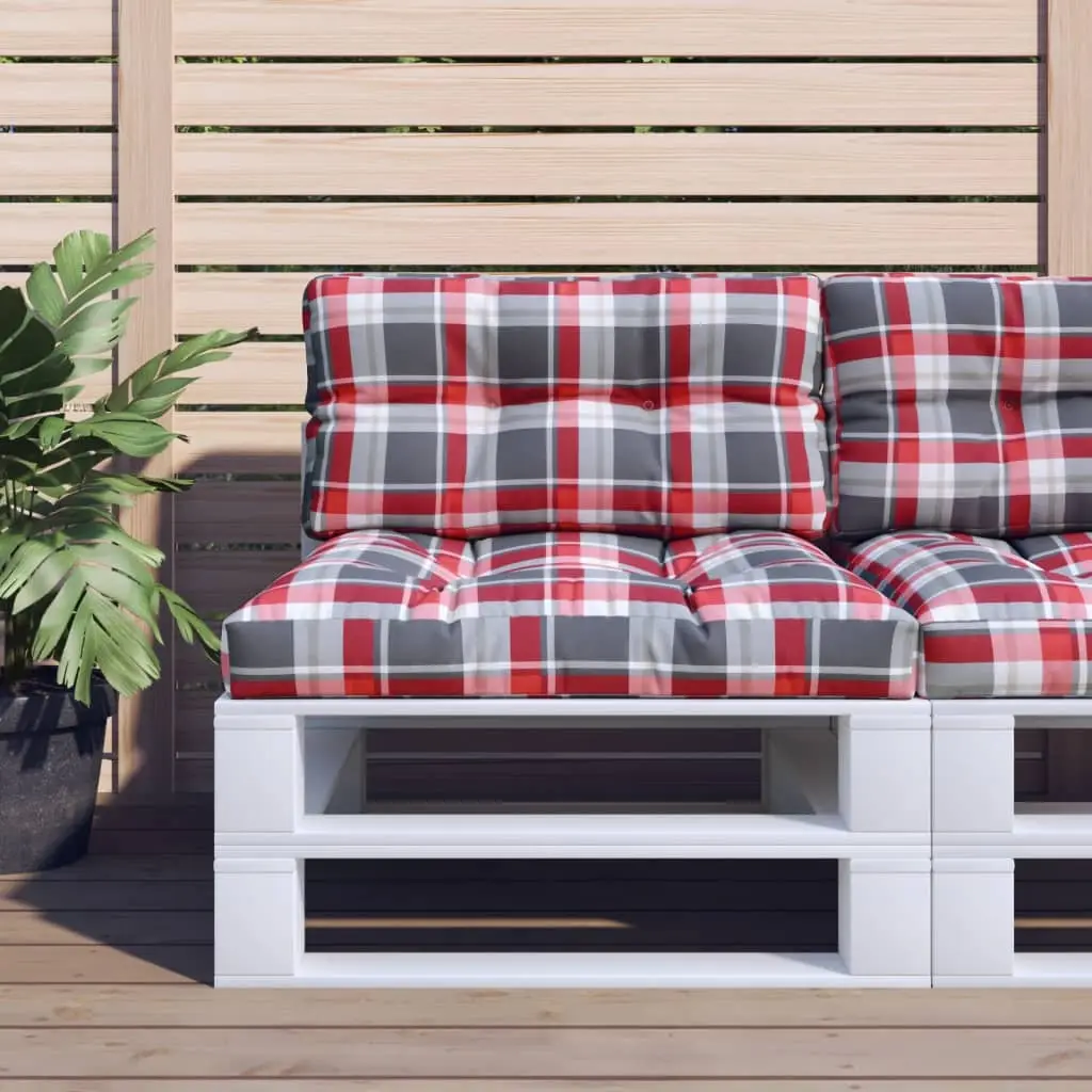 Coussin de Dossier Palette Tissu Polyester Motif Carreaux pour Salon de Jardin Rouge 80x40x12 cm – ComfortXL Outdoor Living