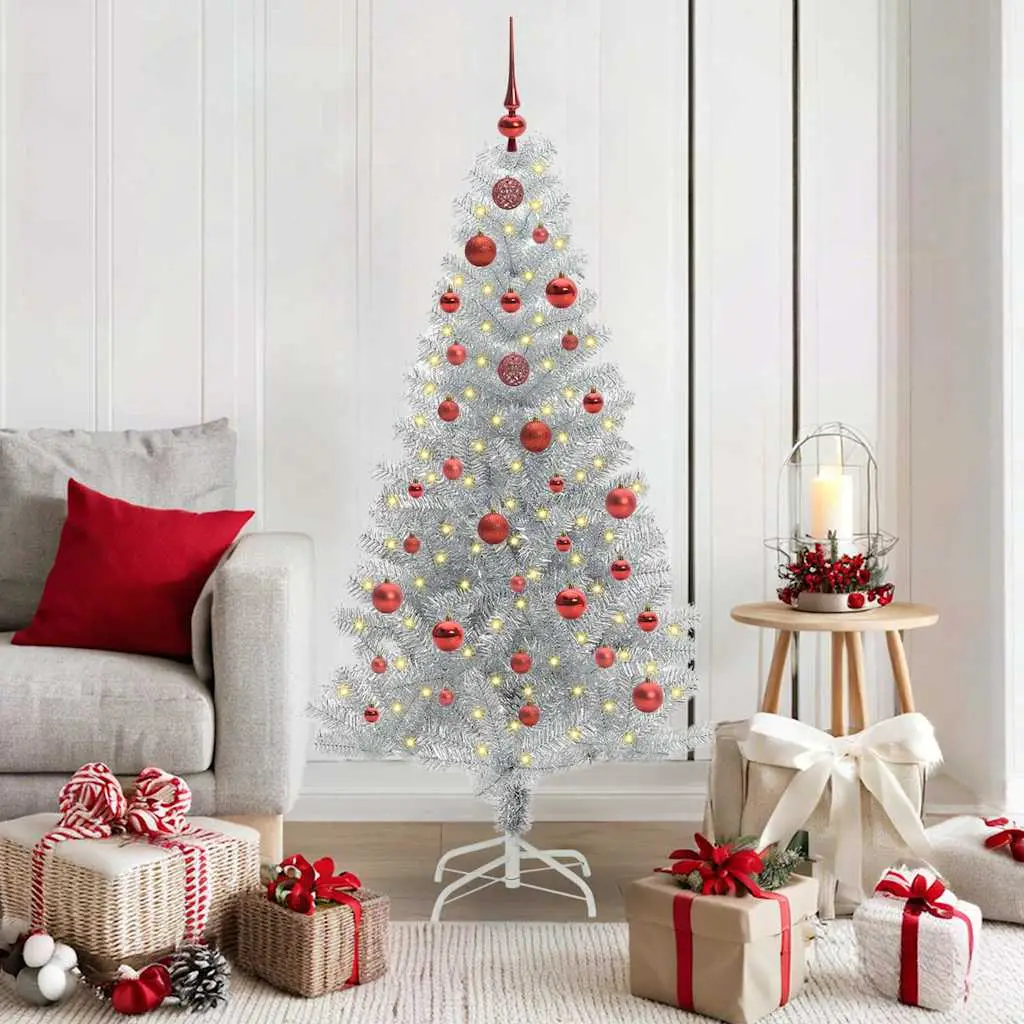 Créez une Ambiance Féerique avec ce Sapin de Noël Argenté Lumineux 150 cm et ses 150 LED – ComfortXL Outdoor Living