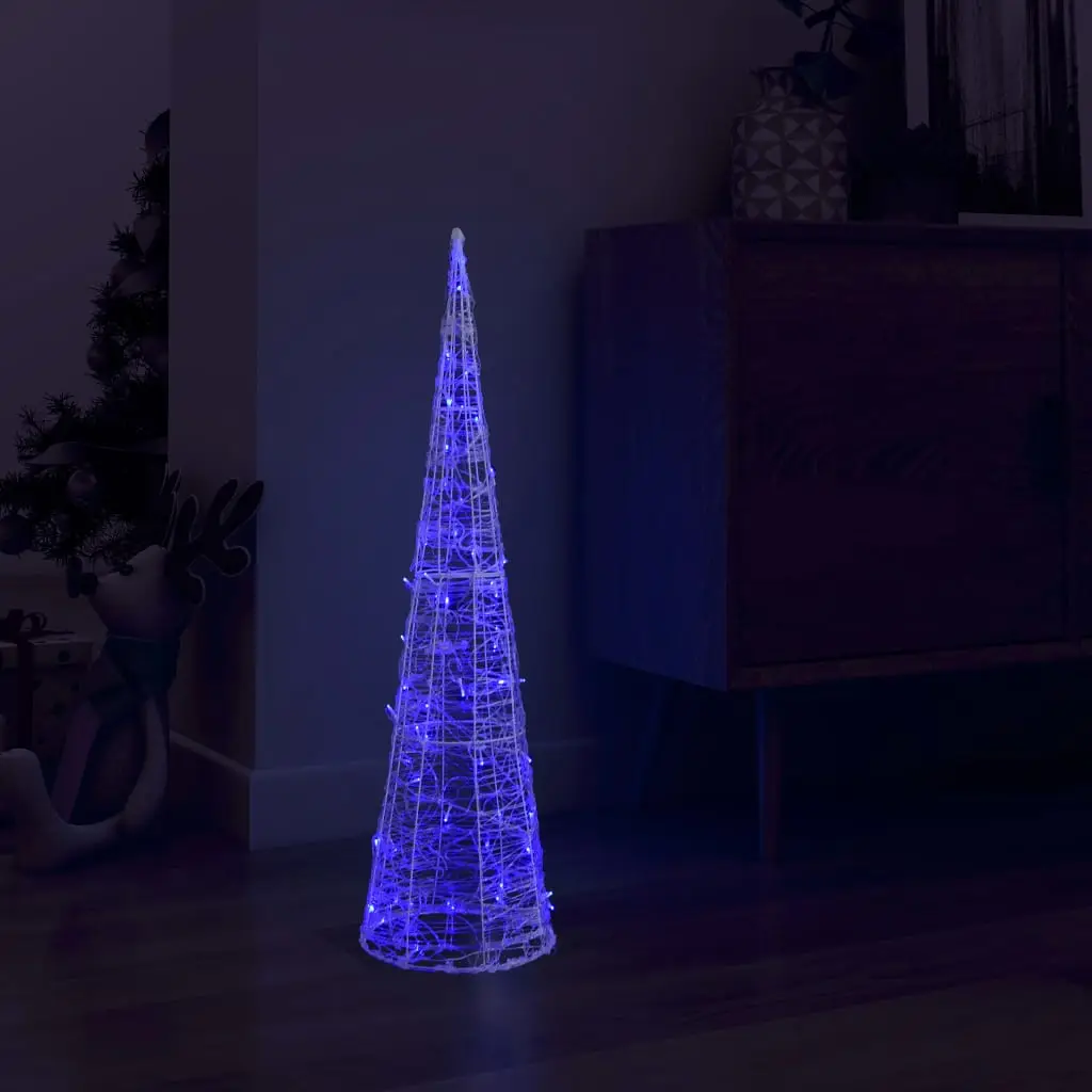 Cône lumineux décoratif pyramide à LED Acrylique Bleu 90 cm vidaXL 329803
