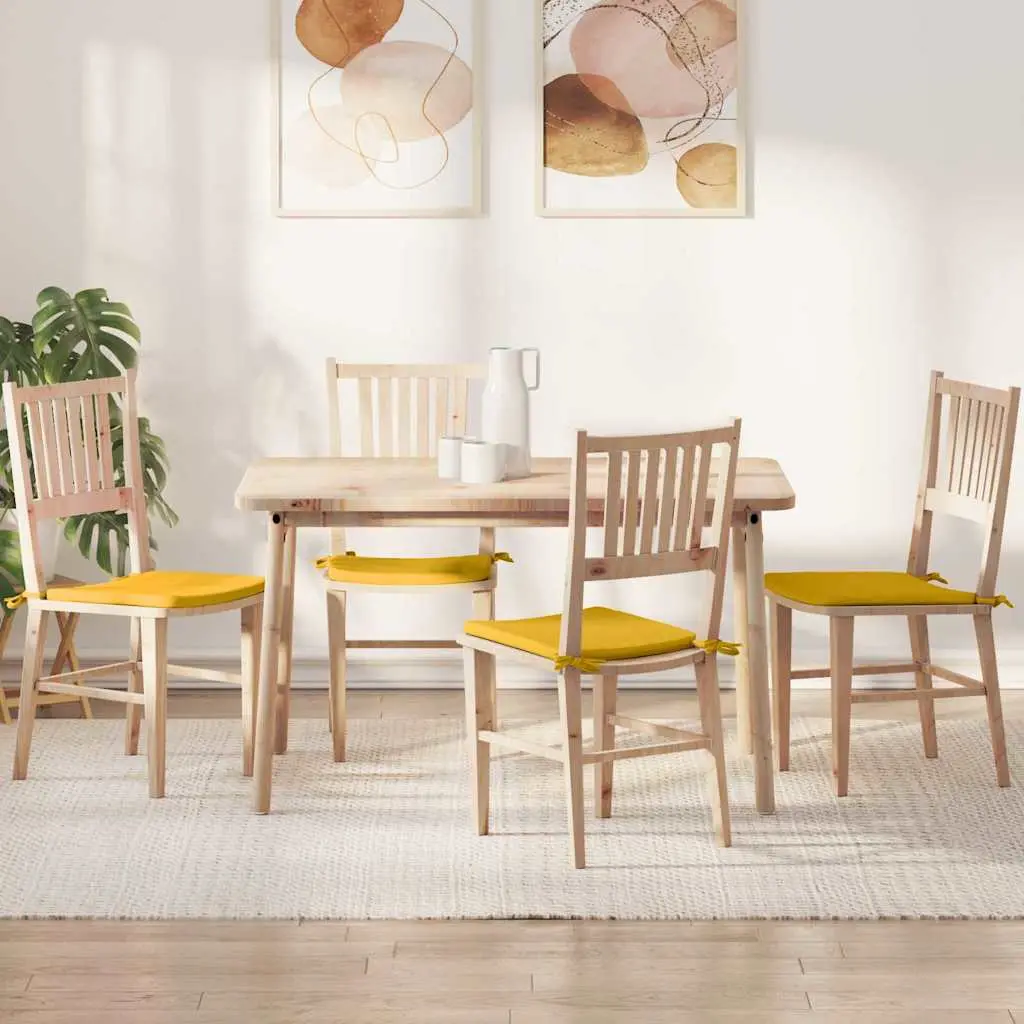 Coussins d’Assise Velours Côtelé Lot de 4 avec Liens et Zip pour Décoration Jaune Clair 40x40x3 cm – ComfortXL Outdoor Living