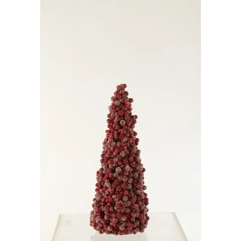 Cône de Noël de baies en résine rouge 16x16x41 cm – J-Line