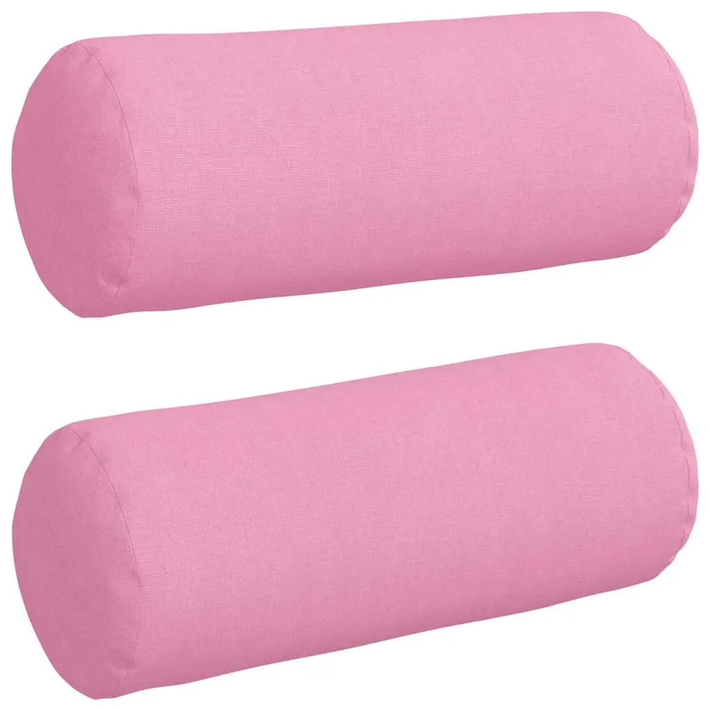 Coussins d’accent 2 pcs Rose Ø 15 x 40 cm tissu Maison Chic