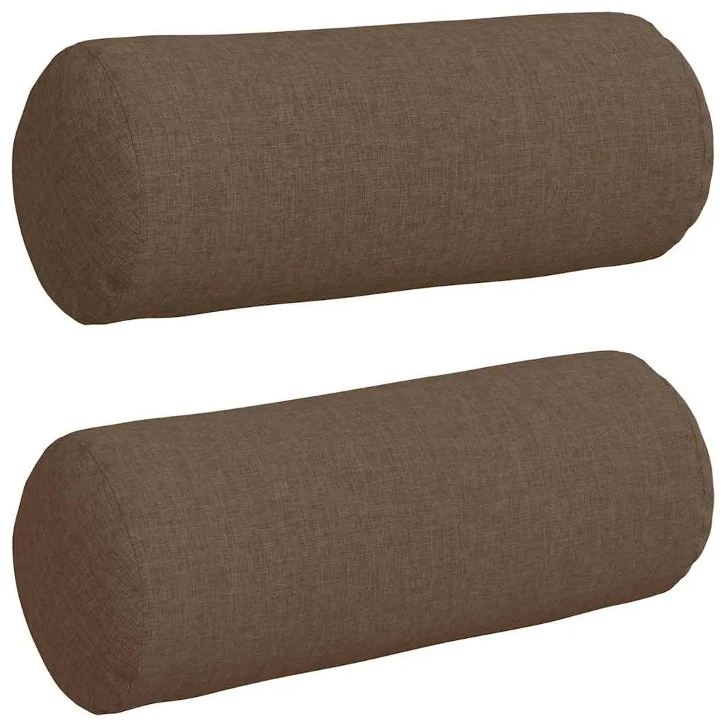 Coussins d’accent 2 pcs Marron Ø 15 x 40 cm tissu Maison Chic