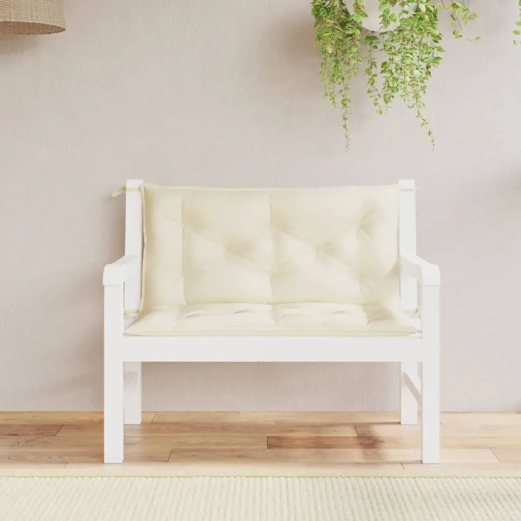 Coussins de Banc de Jardin (x2) Tissu Oxford Déperlant pour Terrasse et Balcon Crème 100x50x7 cm – ComfortXL Outdoor Living