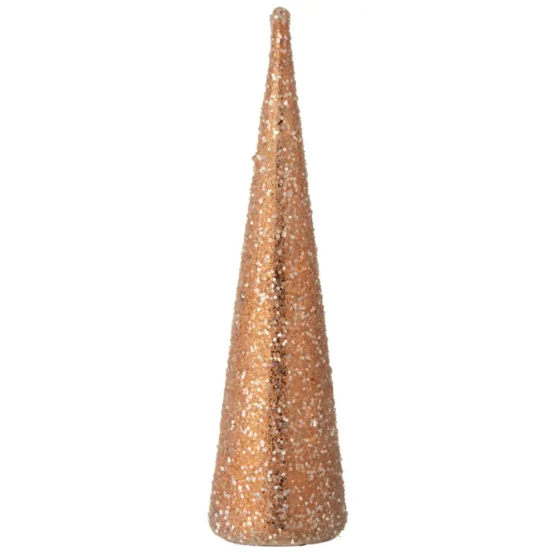 Cône de Noël en Verre Saumon 9,5×9,5×35,5cm – J-Line