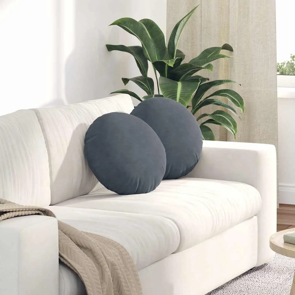 Coussins d’Assise Ronds (Lot de 2) Velours Élégant avec Housse Lavable Gris Foncé Ø 40 cm – ComfortXL Outdoor Living