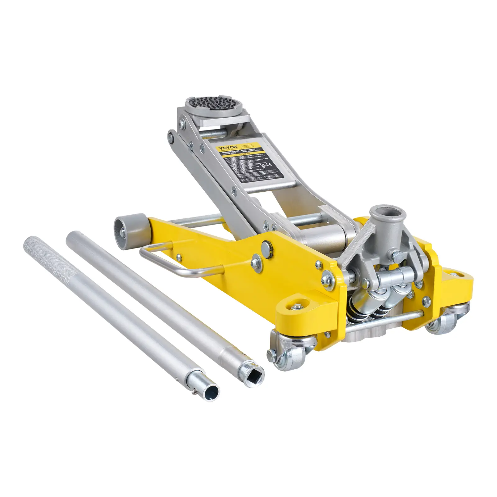 VEVOR Cric rouleur 3T profil bas, ht. levage 93-465 mm, aluminium robuste, double piston.