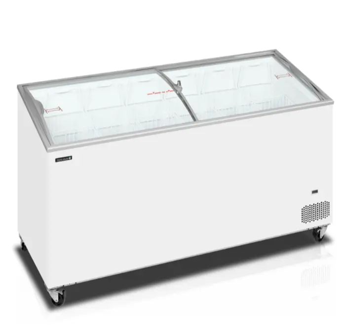 Congélateur coffre de Crème Glacée avec couvercles coulissants vitrés bombés – 481 L – TEFCOLD