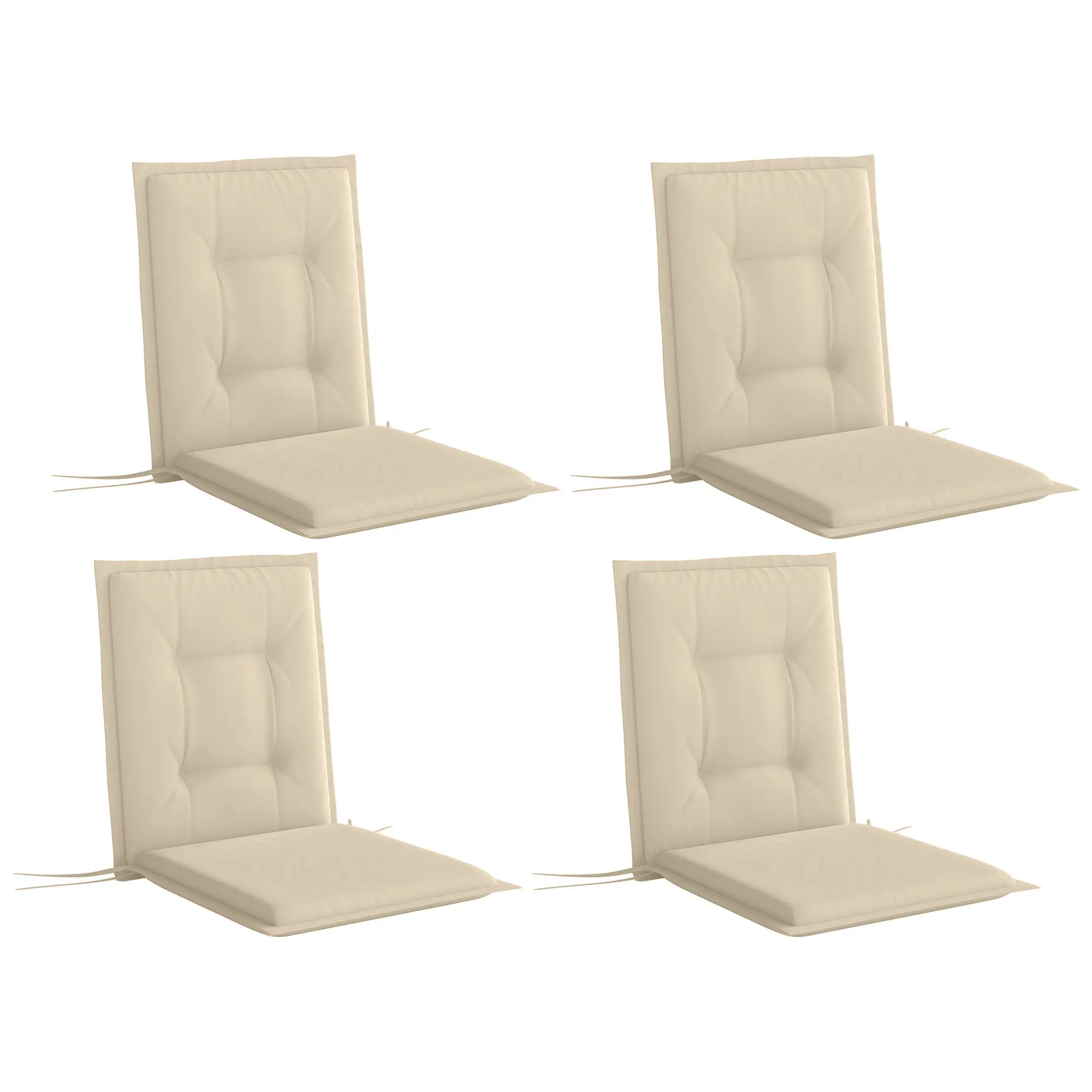 Lot de 4 Coussins de Chaise Polyester Jardin Assise et Dossier 108×50 Beige – ComfortXL Outdoor Living