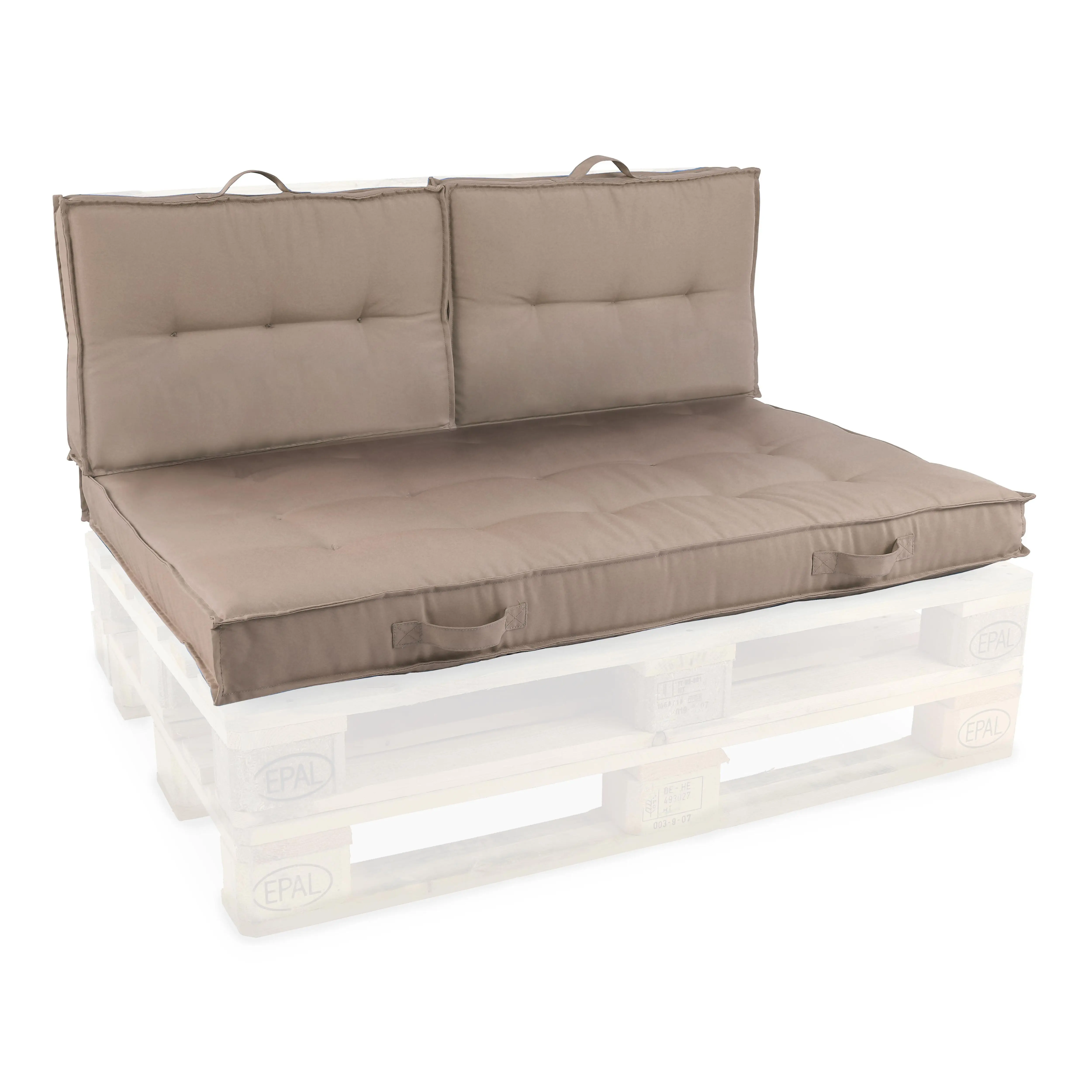 Coussins pour palette matelassés taupe Cuzco – Oviala