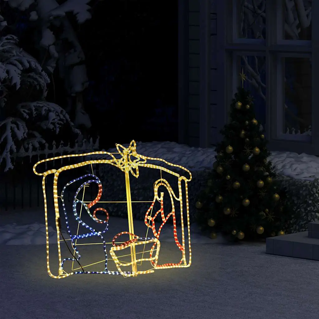 Crèche de Noël Lumineuse 240 LED Multicolore Décoration Jardin Intérieur 116cm – ComfortXL Outdoor Living