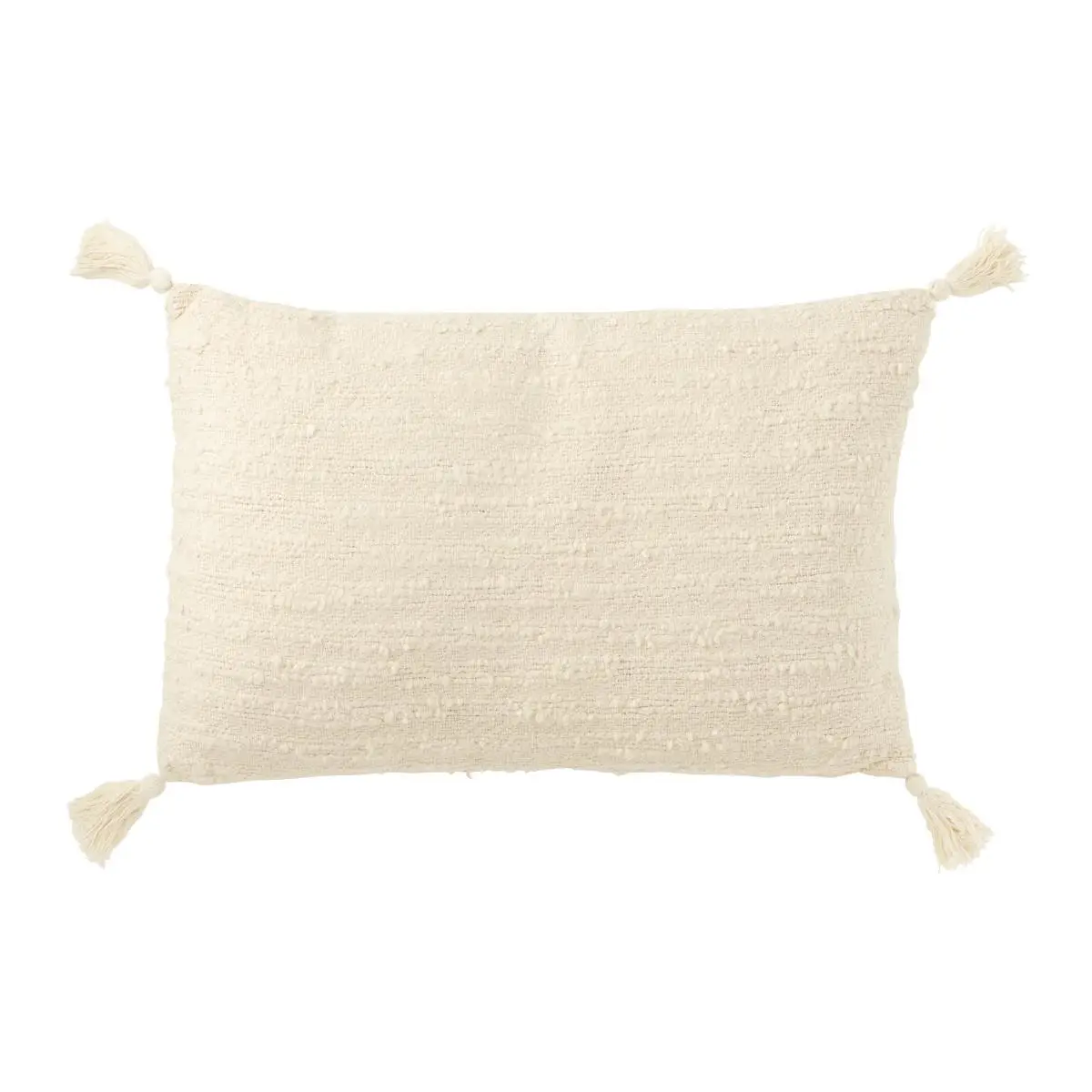 Coussin Déco à Pompons «Marea» 40x60cm Crème