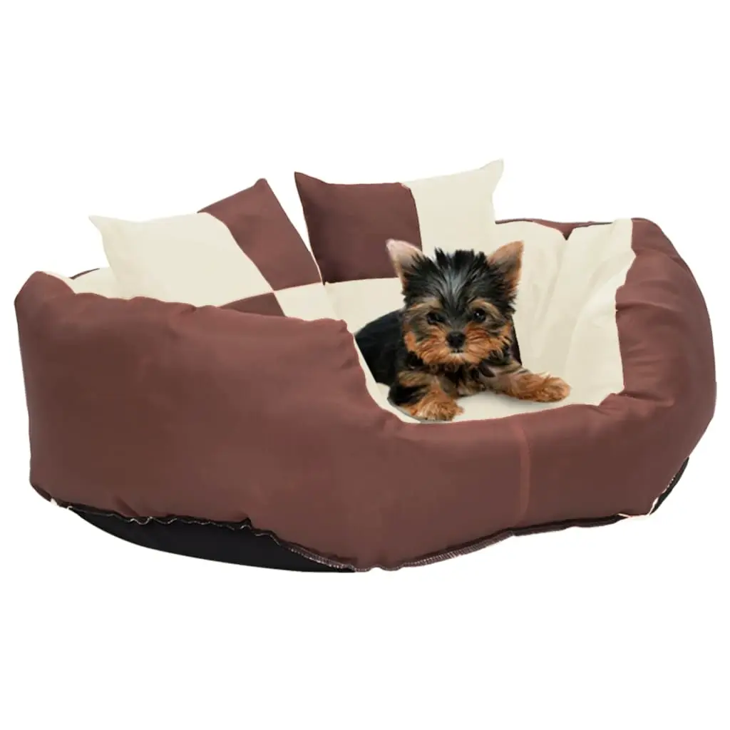 Coussin réversible lavable de chien Marron et crème 65x50x20 cm vidaXL 171211