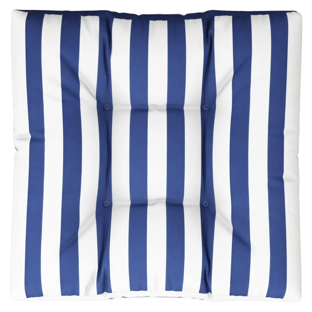 Coussin d’extérieur – Coussin de palette – Coussin de Siège pour intérieur et extérieur rayures bleues et blanches 70x70x12 cm tissu