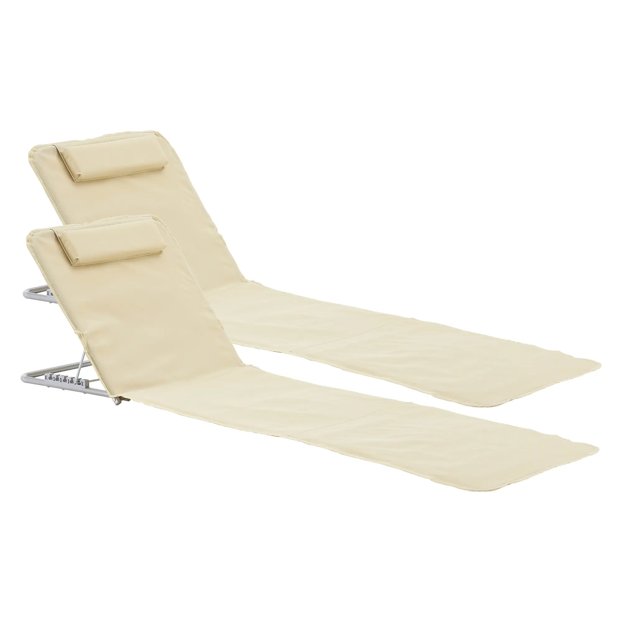 Conjunto de 2 colchonetas de playa Cellorigo con respaldo inclinable 160 x 49 cm beige [en.casa]
