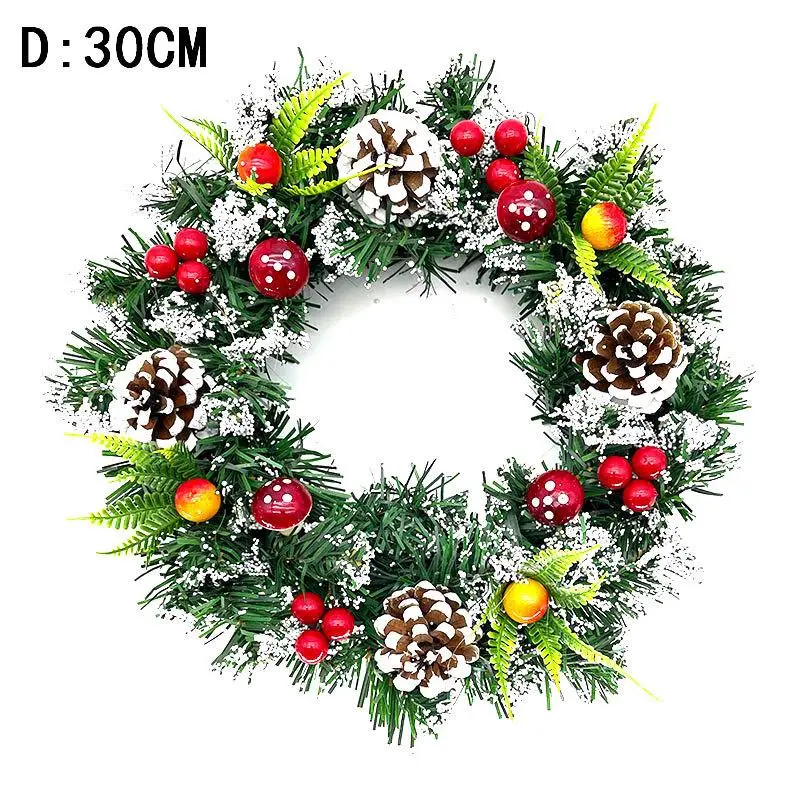 Couronne de Noël Couronne festive Décoration d’arbre de Noël faite à la main Simulation de champignon Couronne de fruits rouges