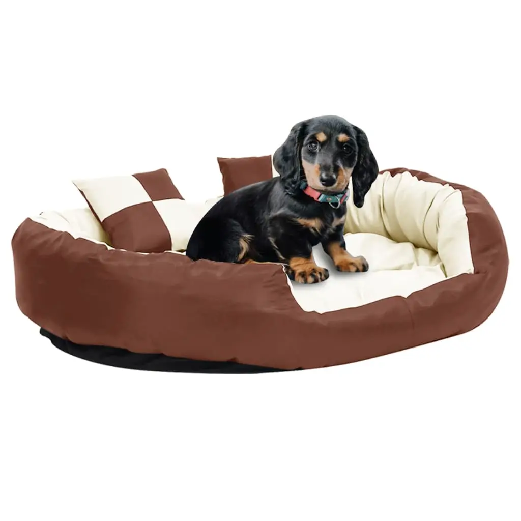 Coussin réversible lavable de chien Marron et crème 110x80x23cm vidaXL 171213