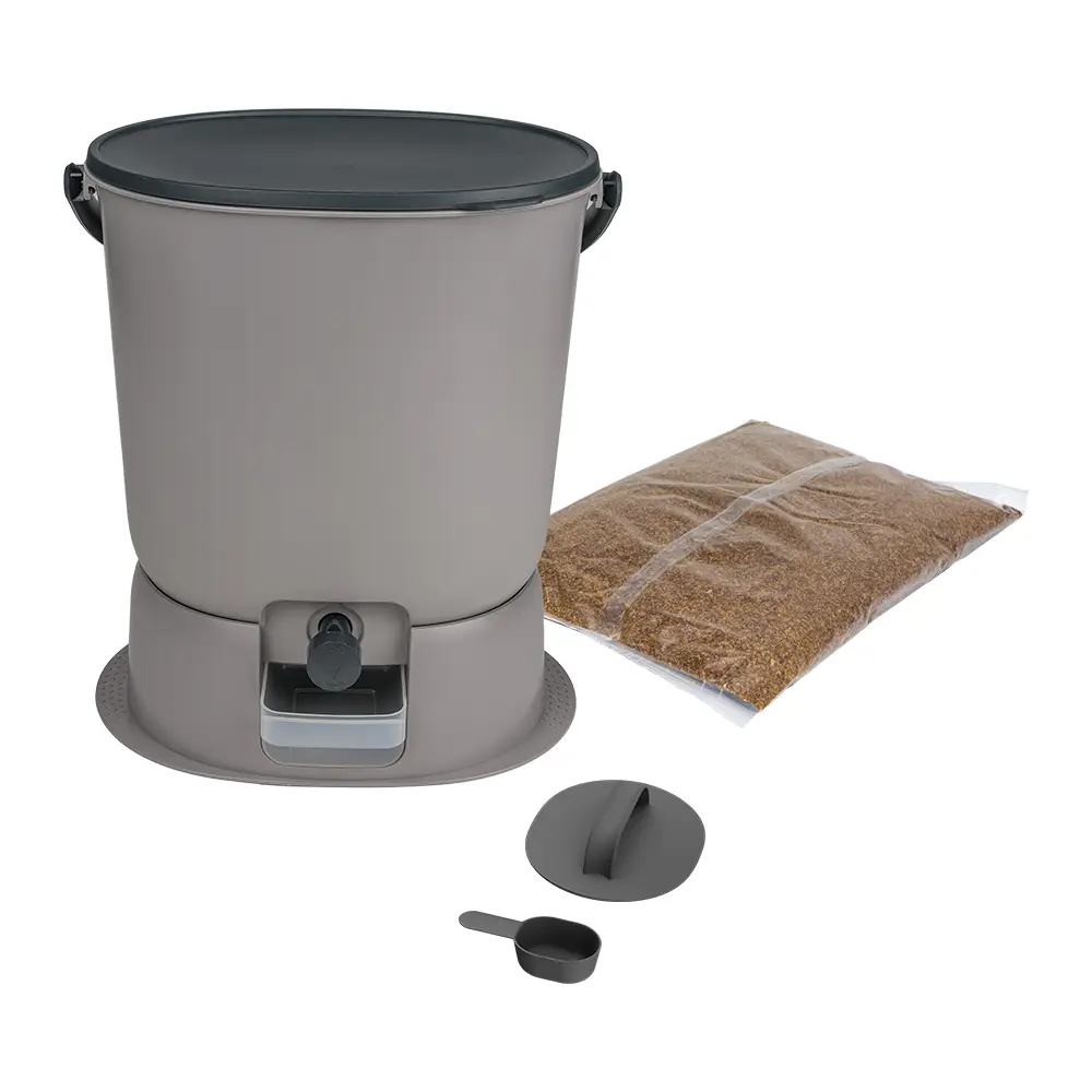 Composteur Bokashi en Plastique recyclé, gris, 15,3L +1Kg Activateur