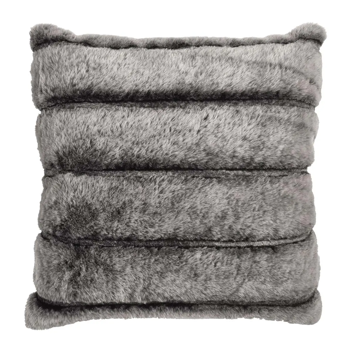 Coussin Ultra Doux 40x40cm Texturé Imitation Fourrure Gris Foncé Déhoussable – ELINO