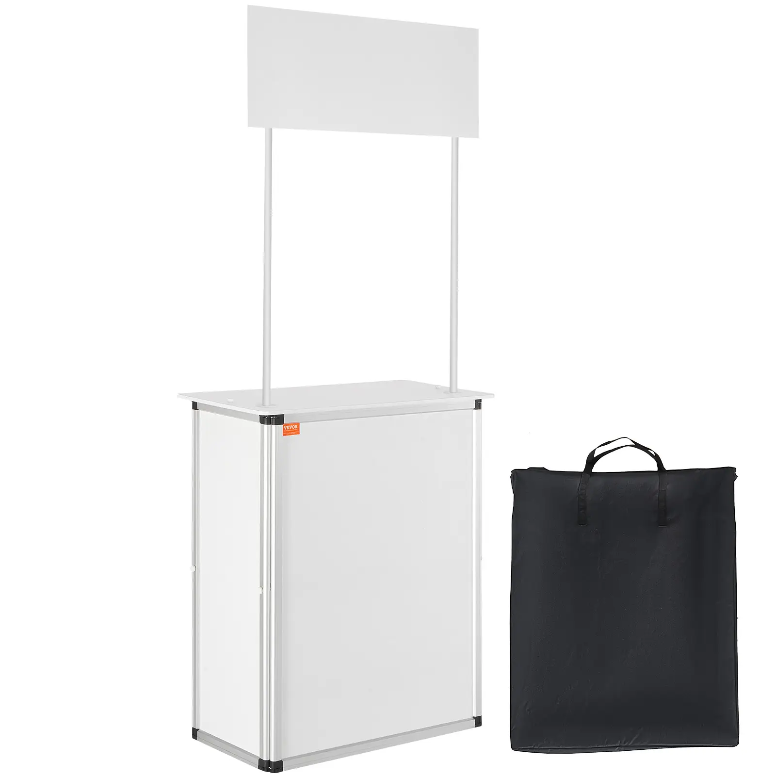 VEVOR Comptoir de stand portable 785x380x1815 mm avec support et sac de transport pour exposition commerciale.