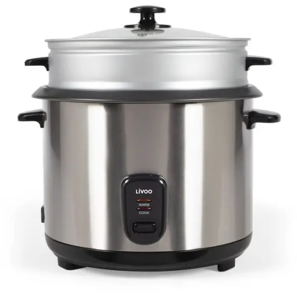 Cuiseur de Riz Electrique et vapeur acier inoxydable – LIVOO – DOC293 – 1000W – 2,8L – Acier inoxydable – Maintien au chaud