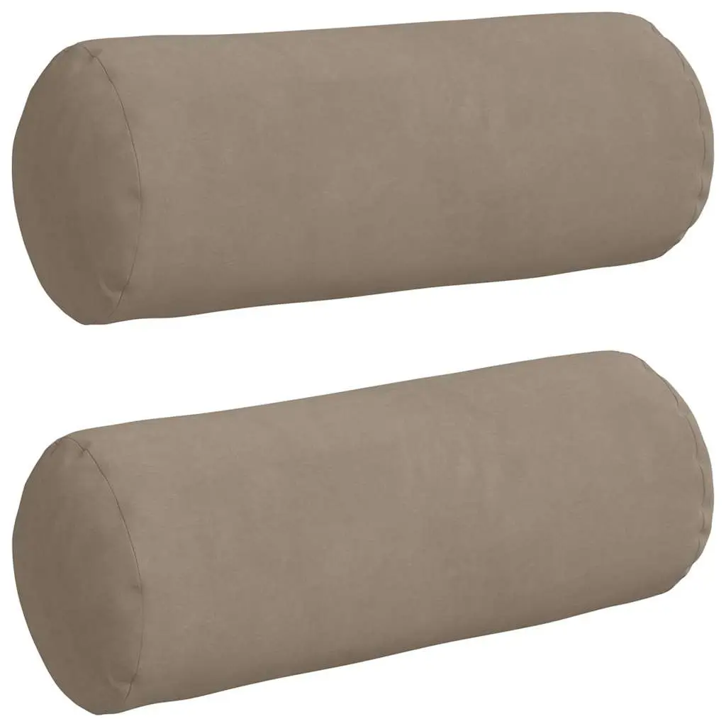 Coussins d’accent 2 pcs Taupe Ø 15 x 40 cm Tissu en microfibre Maison Chic
