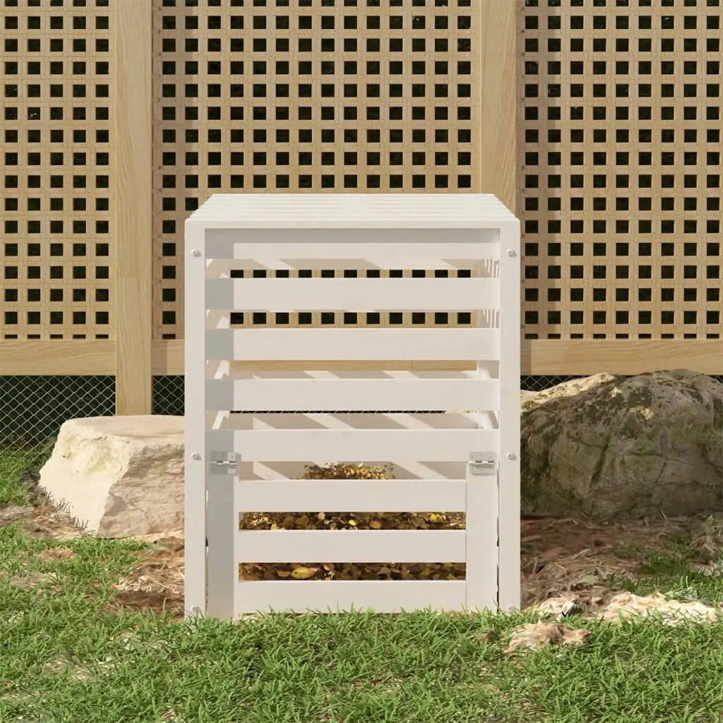 Composteur Blanc 63,5×63,5×77,5 cm Bois massif de pin vidaXL 823809