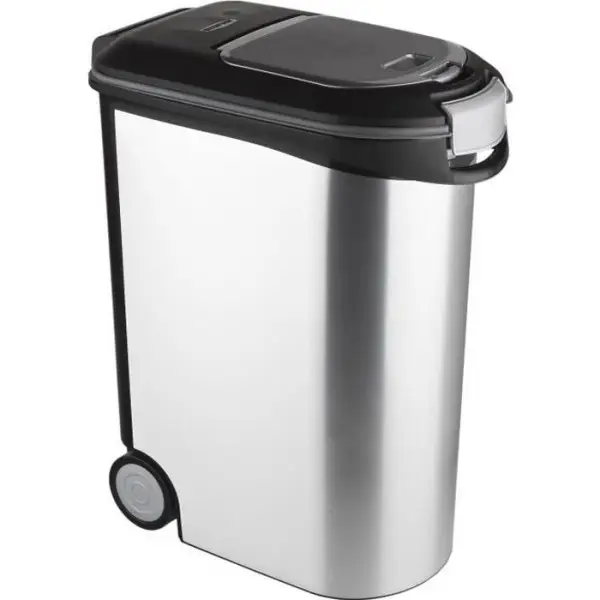 CURVER Conteneur a croquettes pour chien 20 kg – 54L – Aspect métal