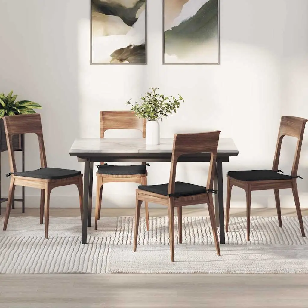 Coussins d’Assise Tissu Lot de 4 avec Fermeture Éclair pour Intérieur Noir 40x40x3 cm – ComfortXL Outdoor Living