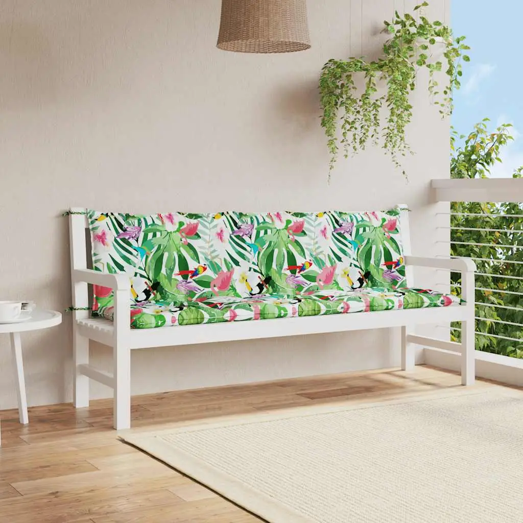 Coussins de Banc Extérieur Tissu Oxford Motif Floral et Oiseaux pour Jardin Multicolore 180x50cm – ComfortXL Outdoor Living