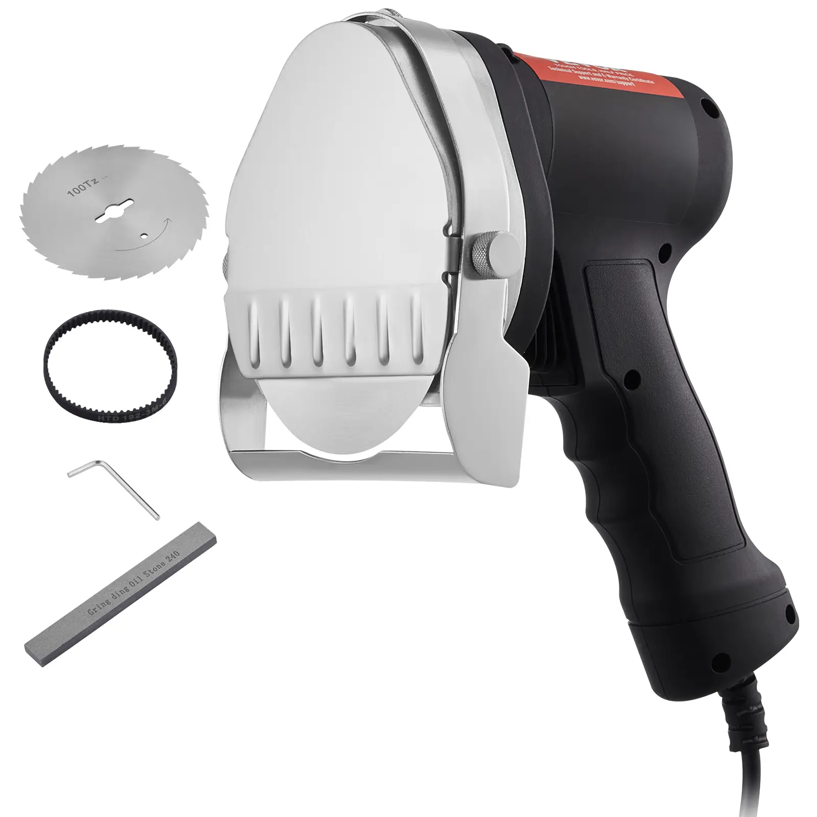 VEVOR Couteau à Kebab Electrique 80W, Trancheuse Viande Inox, 2 lames Ø100mm, épaisseur réglable 0-8mm, pour restaurant.