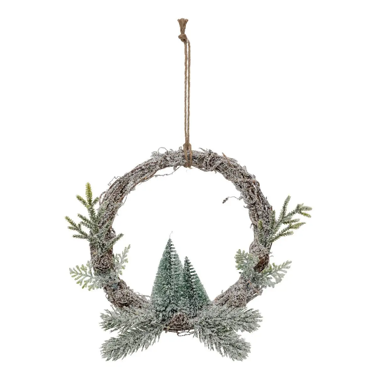 Couronne avec sapins LED D.23cm FEERIC LIGHTS & CHRISTMAS