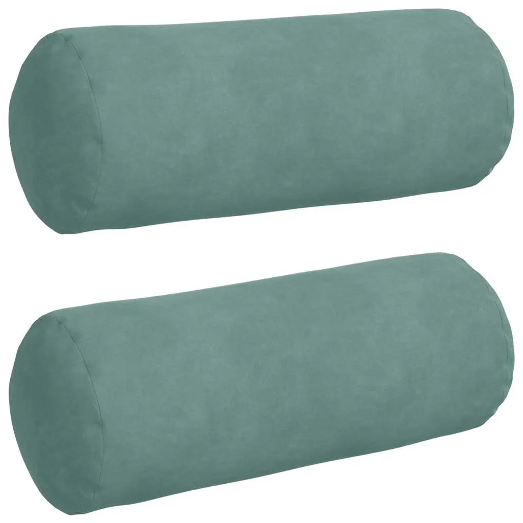 Coussins d’accent 2 pcs Vert Mer Ø 15 x 40 cm Maison Chic
