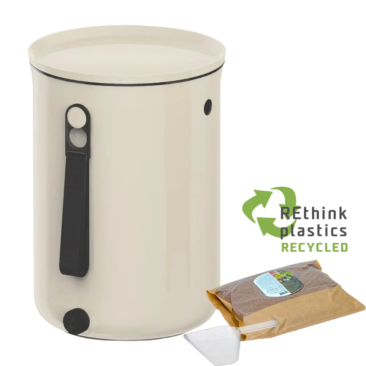 Composteur Bokashi en Plastique recyclé,beige, 9,6l+1 kg d’activateur