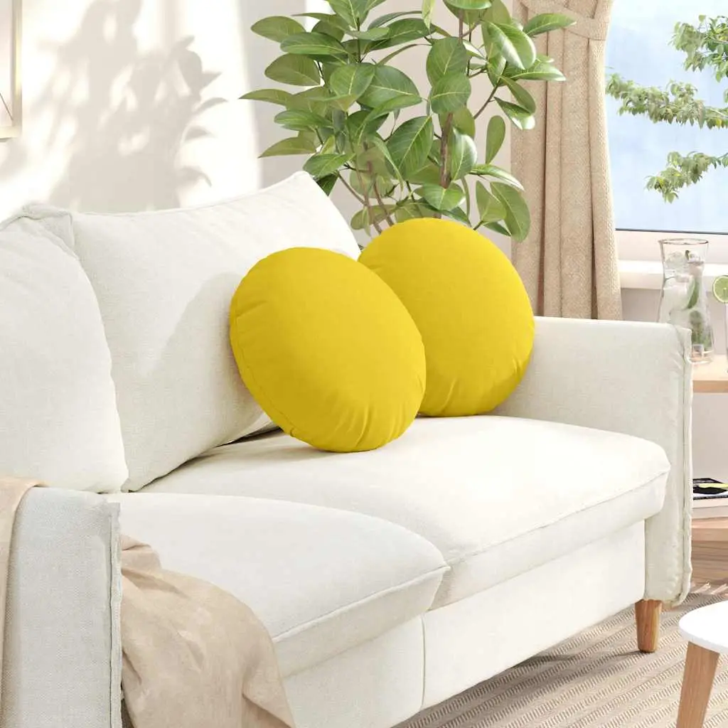Coussins d’Assise Ronds (Lot de 2) Tissu Lavable pour Chaise de Bureau Jaune Clair Ø 40 cm – ComfortXL Outdoor Living