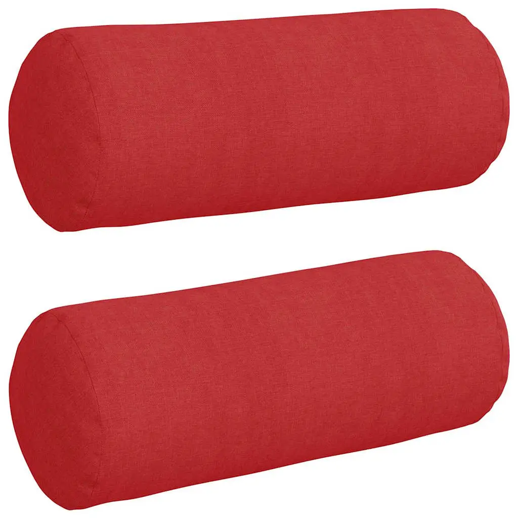 Coussins d’accent 2 pcs Rouge Ø 15 x 40 cm tissu Maison Chic