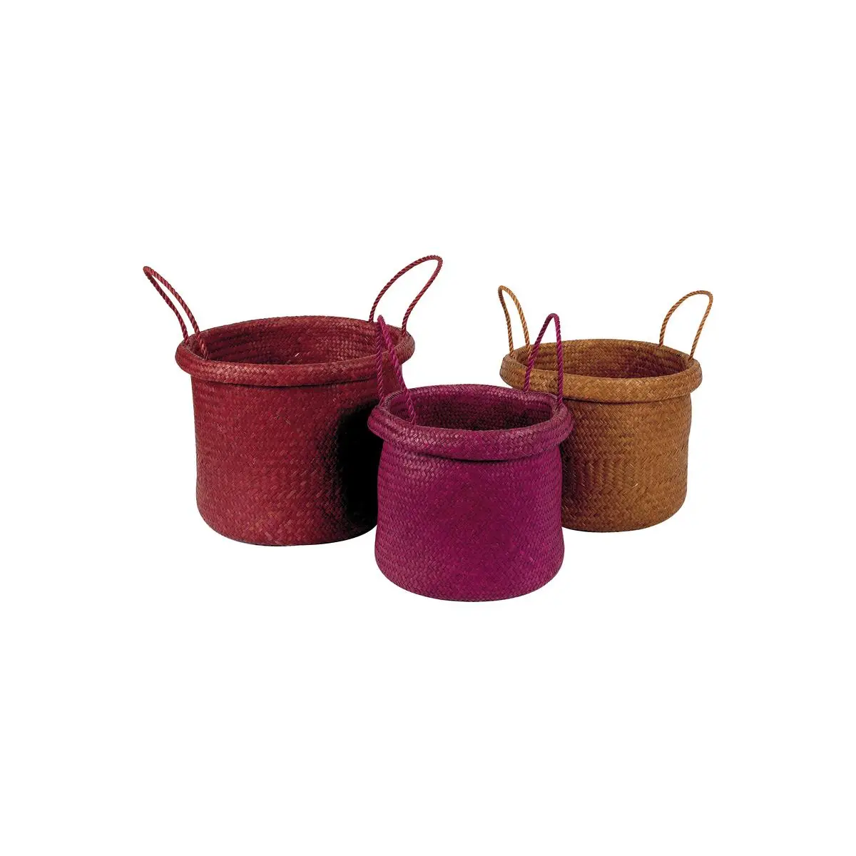 Corbeille en palmier coloris assortis (lot de 3) Rond