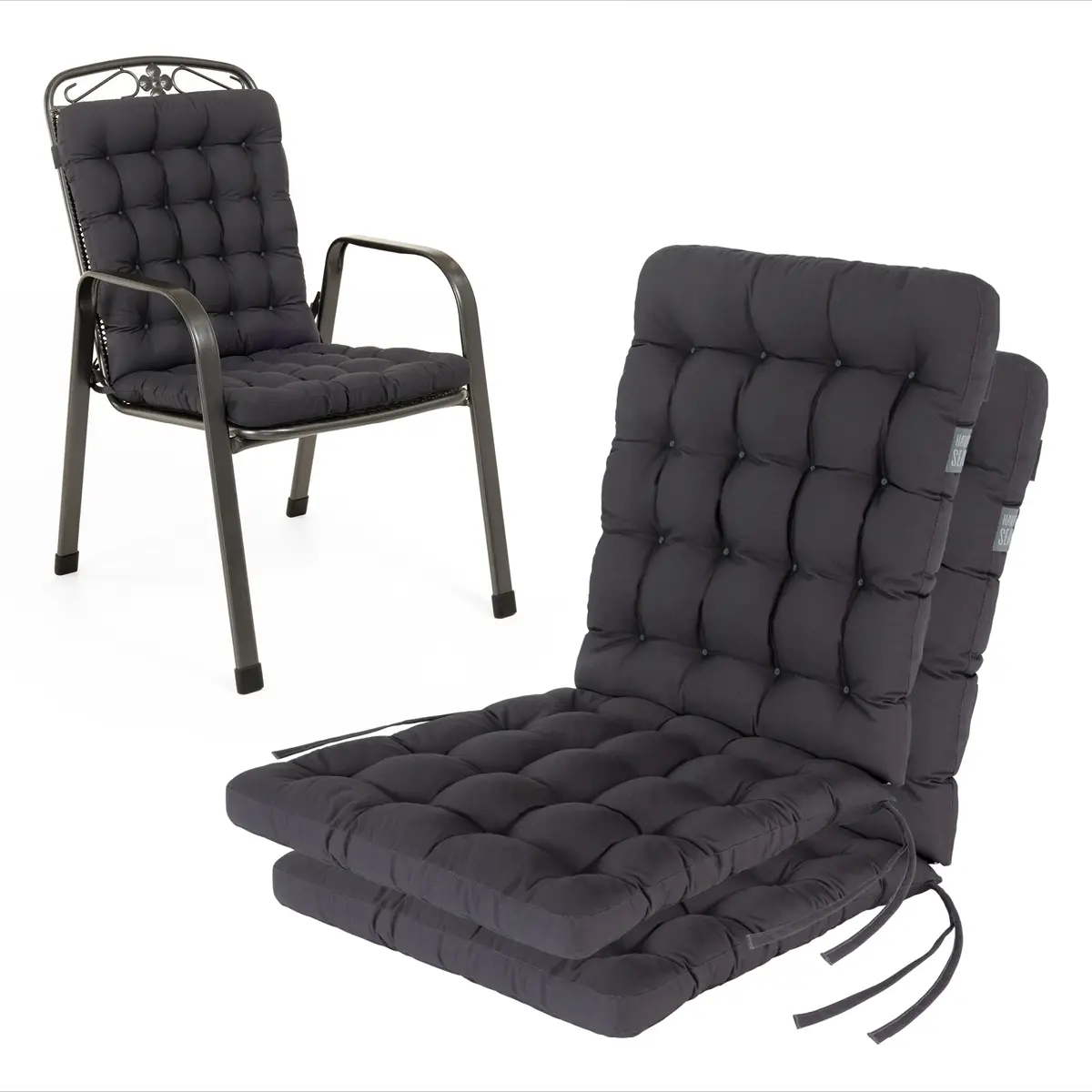 Coussin bas de chaise 100×48 cm | Gris | 2 pièces – HAVE A SEAT Living