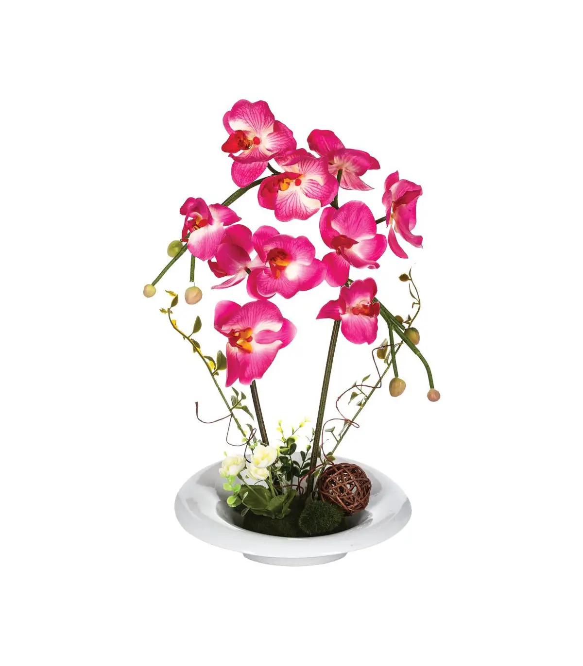 Composition florale d’Orchidées artificielles Vase en Céramique H 40 cm