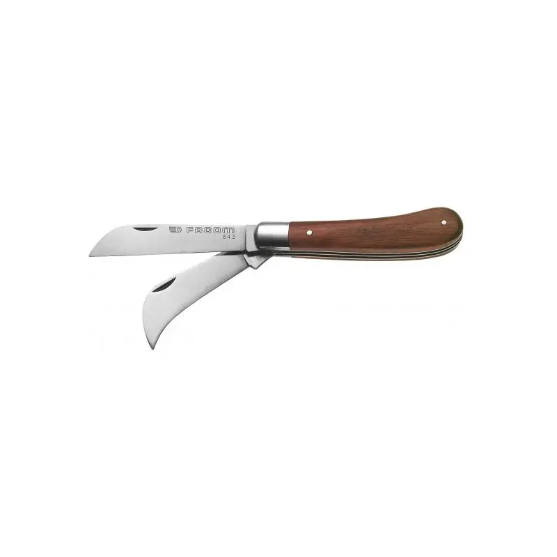 Couteau d’électricien 2 lames FACOM manche bois – 843