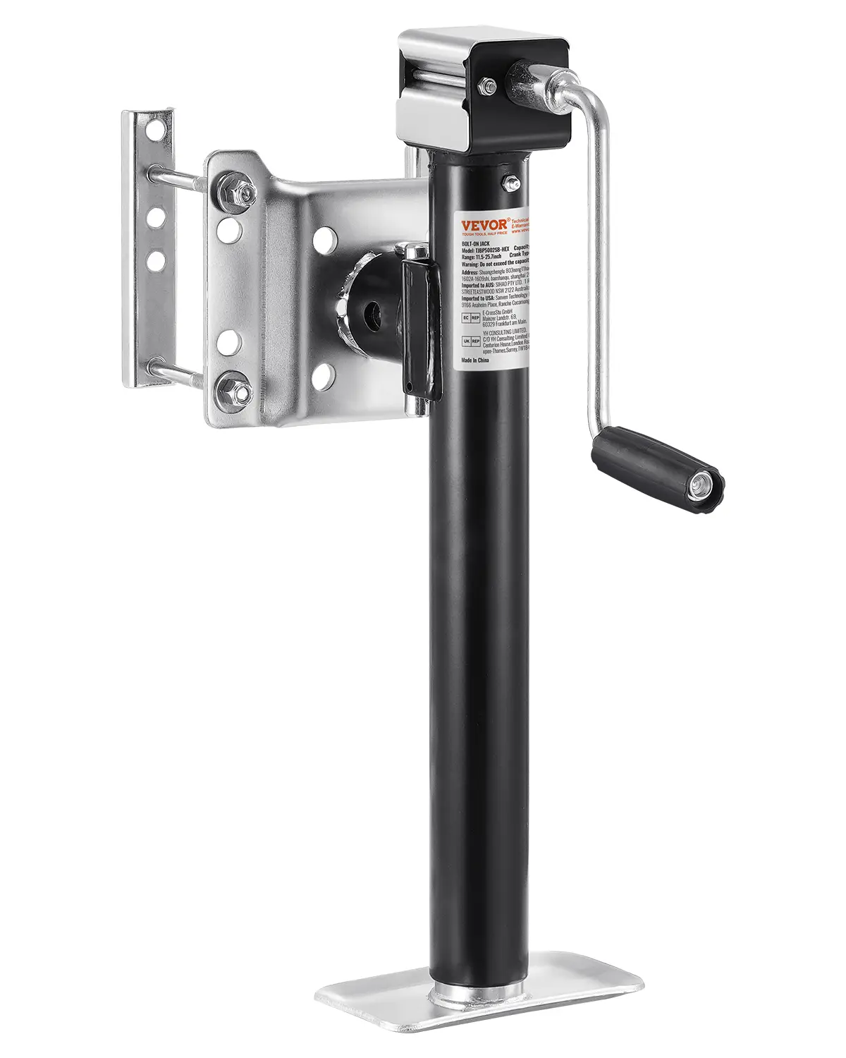 VEVOR Cric remorque boulon, charge dyn. 2267 kg, course 365 mm.