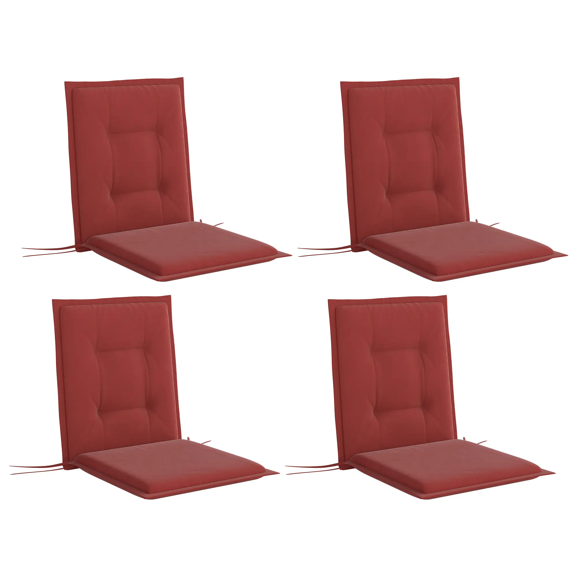 Lot 4 Coussins de Chaise avec Dossier Polyester Jardin Déperlant 108x50x5cm Rouge Bordeaux – ComfortXL Outdoor Living