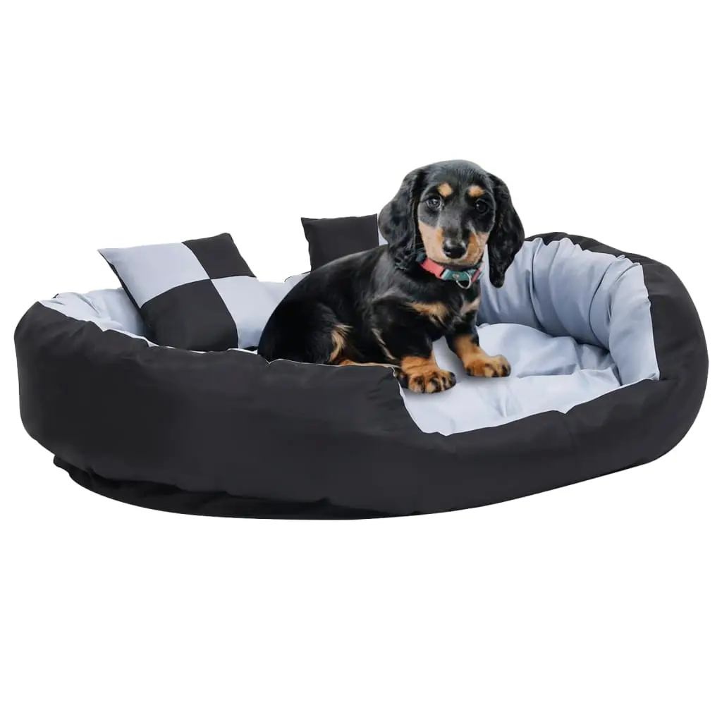 Coussin réversible lavable pour chien Gris et noir 110x80x23 cm vidaXL 171209