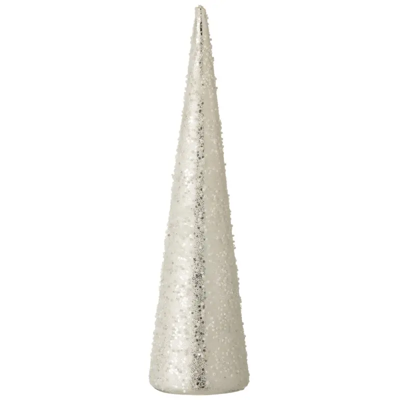 Cône de Noël en verre argent 9.5×9.5×35.5 cm – J-Line