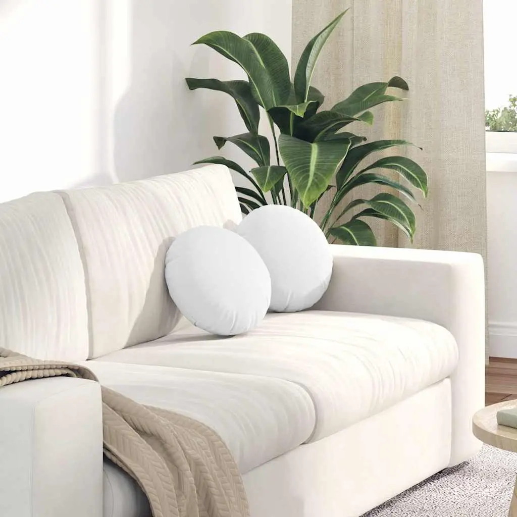 Coussins d’Assise Ronds en Tissu Lot de 2 avec Housses Amovibles pour Déco Intérieure Blanc Ø30 cm – ComfortXL Outdoor Living