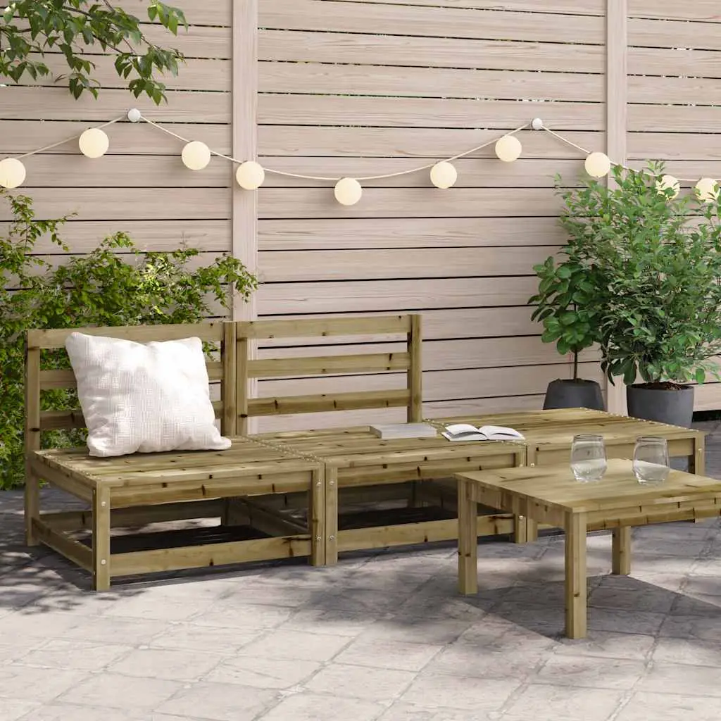 Composition Salon Jardin Pin Imprégné 3 Unités avec Canapés Sans Accoudoirs et Repose-Pieds – ComfortXL Outdoor Living